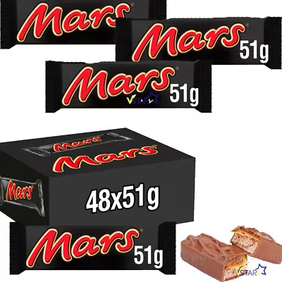 Mars Bar Chocolate Caramel And Nougat Bars 51g Perfect Kids Gift 10|20|30|48 Bar • £43.99