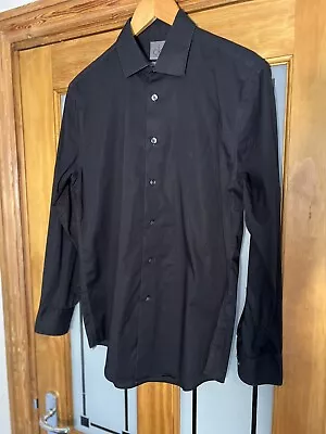 Mens Long Sleeve Calvin Klein Black Shirt Size 39/15.5 Slim Fit Non Iron • £10