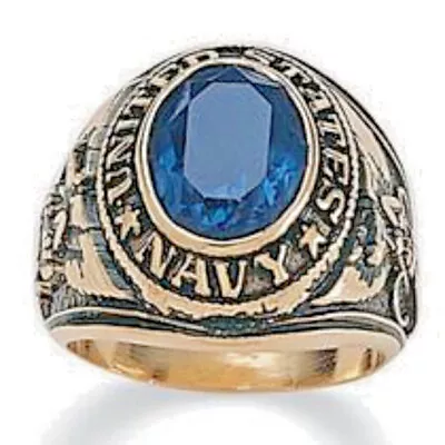 US Navy Ring Blue Crystal Miltary Men's Jewelry 18kt Plate SZ 10 11 12 13 New • $24.92