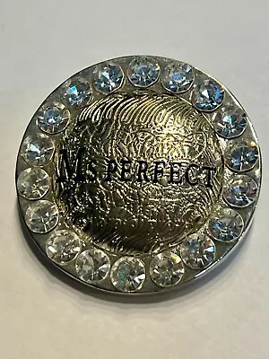 MS. PERFECT Round Silver Toned Rhinestone PENDANT~Magnetic Clip~2.5” • $2.50