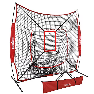 Baseball Softball Practice HittingTraining Net Portable 7x7 W/ Strike Zone Bag • $41.58