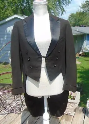 VTG Edwardian Mens Black Tailcoat Hidden Pockets In Tails 36 Chest • $249.99