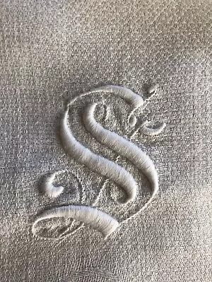 3 Damask Monogrammed Letter S Vintage Show  Towels White Hem Stitch • $14.99