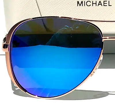 NEW Michael Kors Chelsea Rose Gold Aviator Blue Mirror Women's Sunglass MK5004 • $76.86