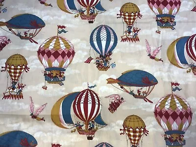 SCHUMACHER Waverly Hot Air Ballons Away Fabric ~ 6 1/2 Yards ~  Cream Vintage • $44.99