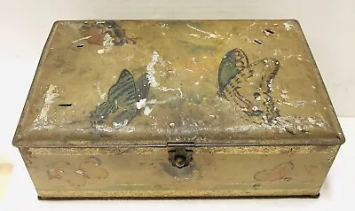 Antique Artstyle Chocolate Company Butterfly Motif Metal Tin Candy Box • $22