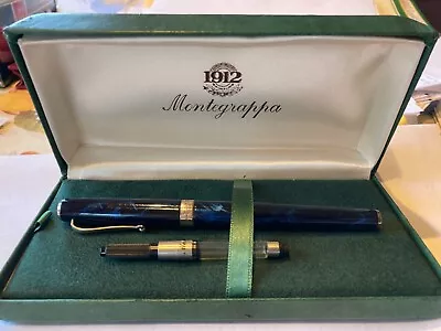 Montegrappa Blue Fountain Pen With Silver Trim And Nib • $210