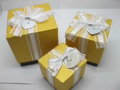 1Sets 3in1 Nesting Gift Box With Ribbon On Top Yellow • $19.90