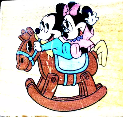 DISNEY BABIES Baby Mickey & Minnie Mouse Rocking Horse Rubber Stampede Stamp • $4.95