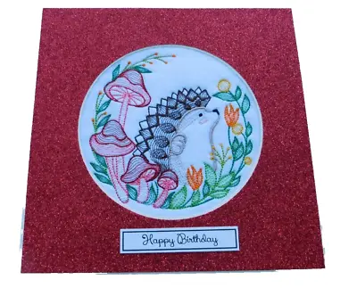 Complete Handmade Machine Embroidery Birthday Card  Hedgehog • £3.50