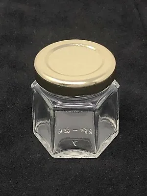 10 Ea. 1.5 Oz Or 6 Oz Mini Hexagon Glass Jars With Gold Or Black Twist Off Lids • $19.97