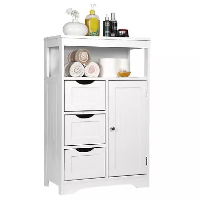 Bathroom Floor Cabinet Wooden Storage Organizer With 3 Drawers Adjustable Shelf • $67.58