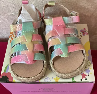 Laura Ashley ~ Size 3 ~ 12-18 Months ~ Rainbow Coloured Espadrille Sandals • £9.99