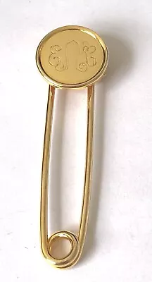 Vintage EAL Initials Monogram Gold Tone Safety PIN Brooch 3/4  X 3  • $28.91