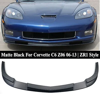 For Corvette C6 Z06 06-13 | ZR1 Style Black Front Bumper Splitter Lip Spoiler • $81.99