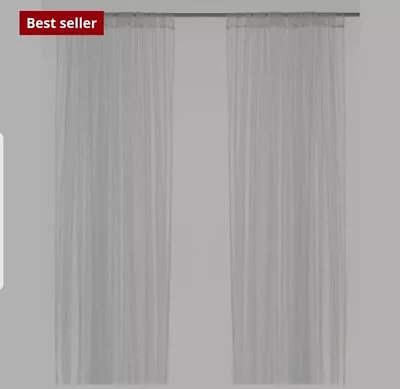 IKEA Plain White Lace Curtain - 1 Pair-280x250cm Can Be Cut To Desired Length. • £13