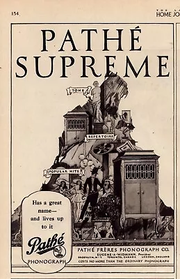 1920 Pathe Supreme Phonograph Print Ad Popular Hits Tone Repertoire Top Hat Tail • $24.99