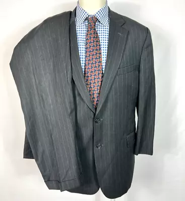 Jos A Bank Suit 2 Piece Signature Dark Gray Striped Jacket 44R Pants 36X28 • $38.24