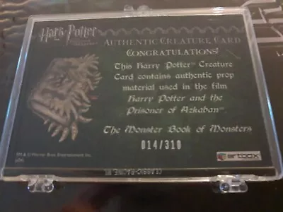Harry Potter Creature Card Prisoner Of Azkaban Monster Book Of Monsters Art Box • $102.50