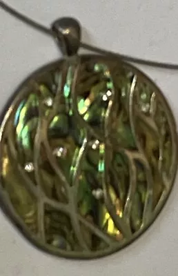 Beautiful Abalone Shell Pendant On Wire Necklace. J • £0.99