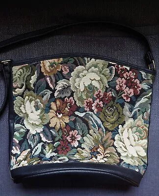 Vintage 'St Michael' (M&S) Floral Tapestry Shoulder Bucket Bag  • £10