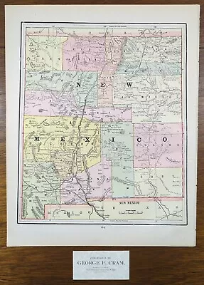 Antique 1892 NEW MEXICO Map 11 X14  ~ Old Antique Original DEMING FORT WINGATE • $17.88