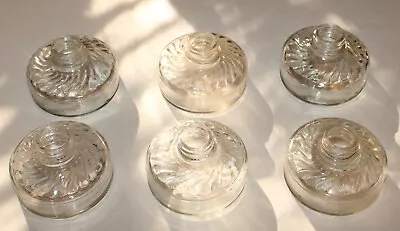 Flat Swirl Rib Banded Oil Lamp Fonts/Bottles Blown/Pressed Clear Glass Lot Of 6 • $40.70
