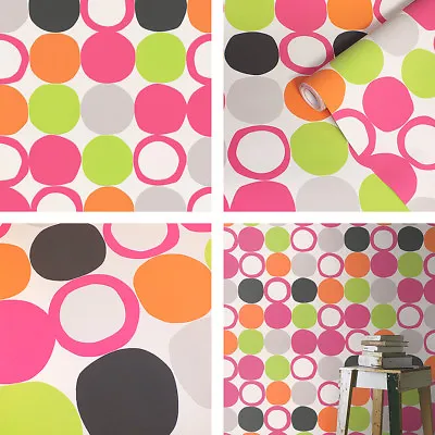 £19.99 • Buy Multi Coloured, Retro 60's Design, Dots & Loops Wallpaper