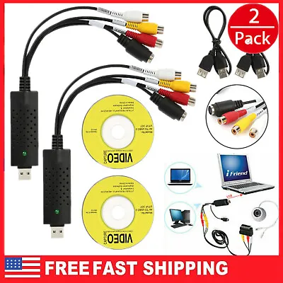 2 PACK USB 2.0 Audio Video VHS To DVD VCR Converter Adapter Digital Capture Card • $12.69