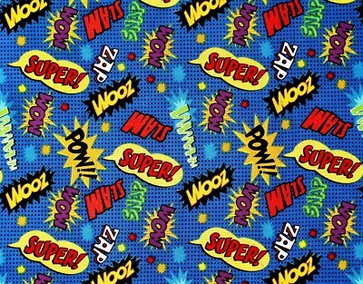 Fabric Superhero  Dc Comic - Marvel Action Words Whamm Zap Pow  Free Us Shipping • $9.99