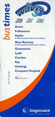 Stagecoach East Kent Bus Timetable - Wave Dover Folkestone Hastings - July 2011 • £1.79