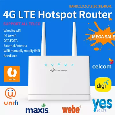 300Mbps WiFi Hotspot & SIM Card 4G Wireless Unlocked Port Forwarding Game Router • £38.03