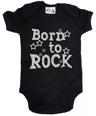 Dirty Fingers  Born To Rock  Baby Bodysuit Babygrow Music Heavy Metal Clothes • £10.95