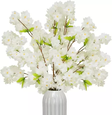 4Pcs Artificial Cherry Blossom Branches42.52” Long Stems Fake Silk Flowers Bouq • $48.89