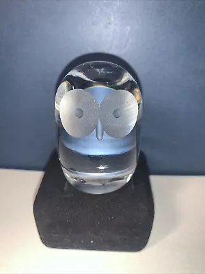 MCM HADELAND Norway CRYSTAL Art Glass OWL Figurine PAPERWEIGHT • $19.99