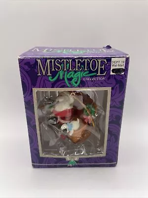 Mistletoe Magic Ornament Santa Fishing Christmas Scarf In Basket 1997 New! • $15.60