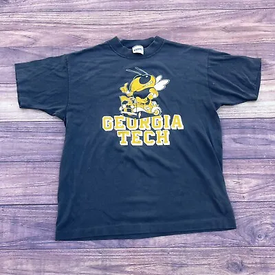 Vintage 90's GEORGIA TECH YELLOWJACKETS BIKE T-Shirt NCAA Black 90s Made In USA • $29.99