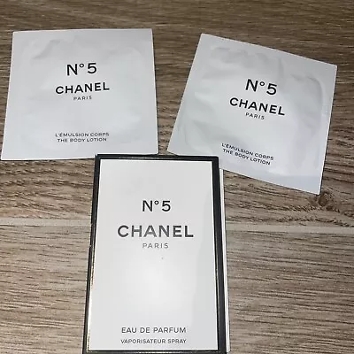 $9.99 • Buy Lot Of 2 Chanel No 5 The Body Lotion Sample & Parfum Vial Spray Carded