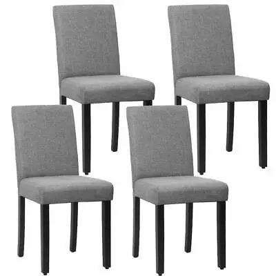 New Set Of 4 Grey Elegant Design Modern Fabric Upholstered Dining Chairs • $136.99