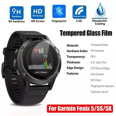 HD 9H Protective Film Screen Protectors For Garmin Fenix 5 5X 5S Tempered Glass • $5.05