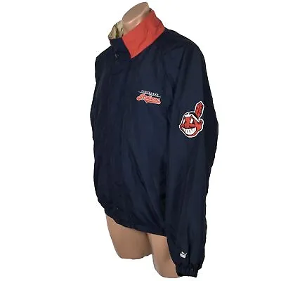 Cleveland Indians Full Zip Windbreaker Jacket MLB  Chief Wahoo Large Guardians • $55