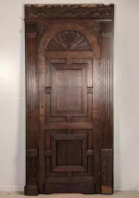 7 Foot Tall Antique Solid Oak Door With Matching 8 Foot Tall Frame (2 AVAILABLE) • $2850