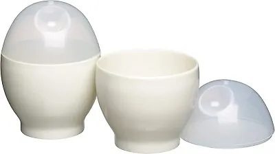 Set Of 2 Microwave Egg Boilers  White Plastic • £3