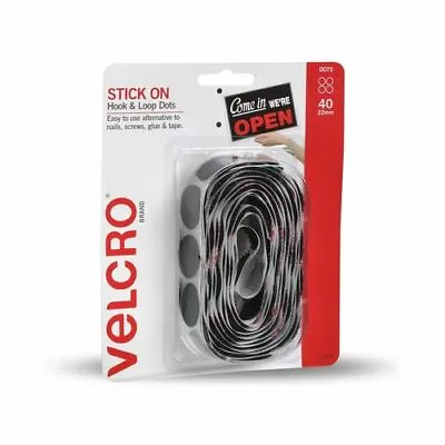 VELCRO® Brand 22mm Black Stick Hook And Loop On Dots - 40 Pack • $27