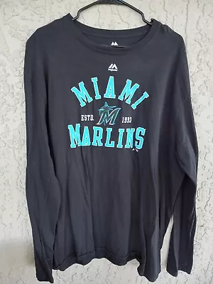 Majestic Miami Marlins Long Sleeve T Shirt Men's Size 2XL Preowned • $9.95