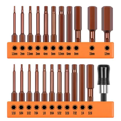 23PC Hex Head Allen Wrench Drill Bit Set Metric SAE S2 Steel Magnetic Tips 2.3   • $11.99