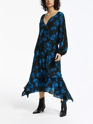 $55.03 • Buy John Lewis & Partners AND/OR Lebon Floral Dress Navy Blue S UK 8 BNWT New