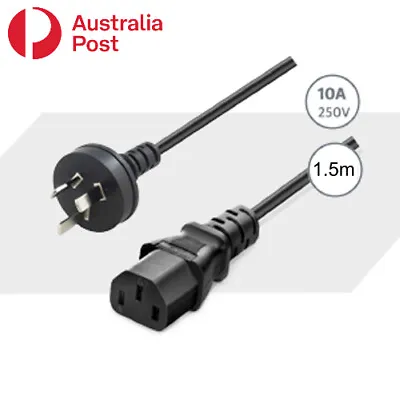 250V 10A Power Lead Cable Cord 3 Pin Australian Plug To IEC-C13 Socket 1.5M • $11.95