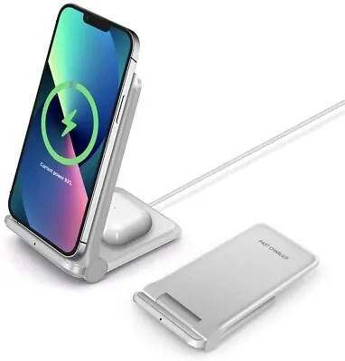 $24.10 • Buy 2in1 25W Wireless Charger Foldable Stand Dock For Apple AirPods IPhone 13 /12