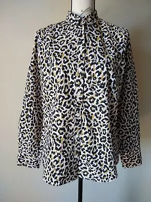 J.CREW Cotton Top Blouse Long Sleeves Buttons Animal Leopard Print Sz.M • $18.99